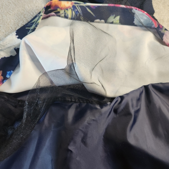 Xscape Navy Backless Dress with Floral Design - Picture 8 of 12